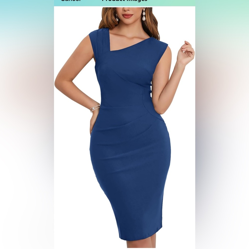Muxxn Women's Peach Retro 1950s Style Sleeveless Slim Business Pencil Dress